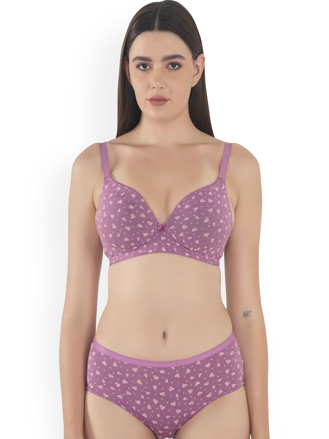 

Eve's Beauty Women Floral Printed Lingerie Set, Purple