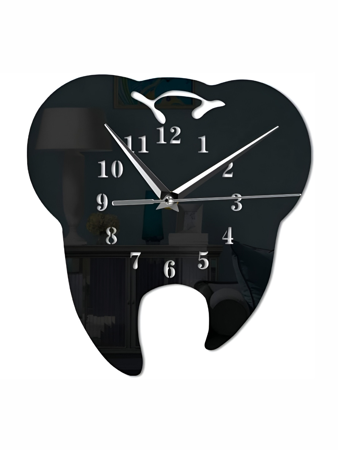 

QEZNEF Black & White Printed Analogue Contemporary Teeth Shaped Wooden Wall Clock