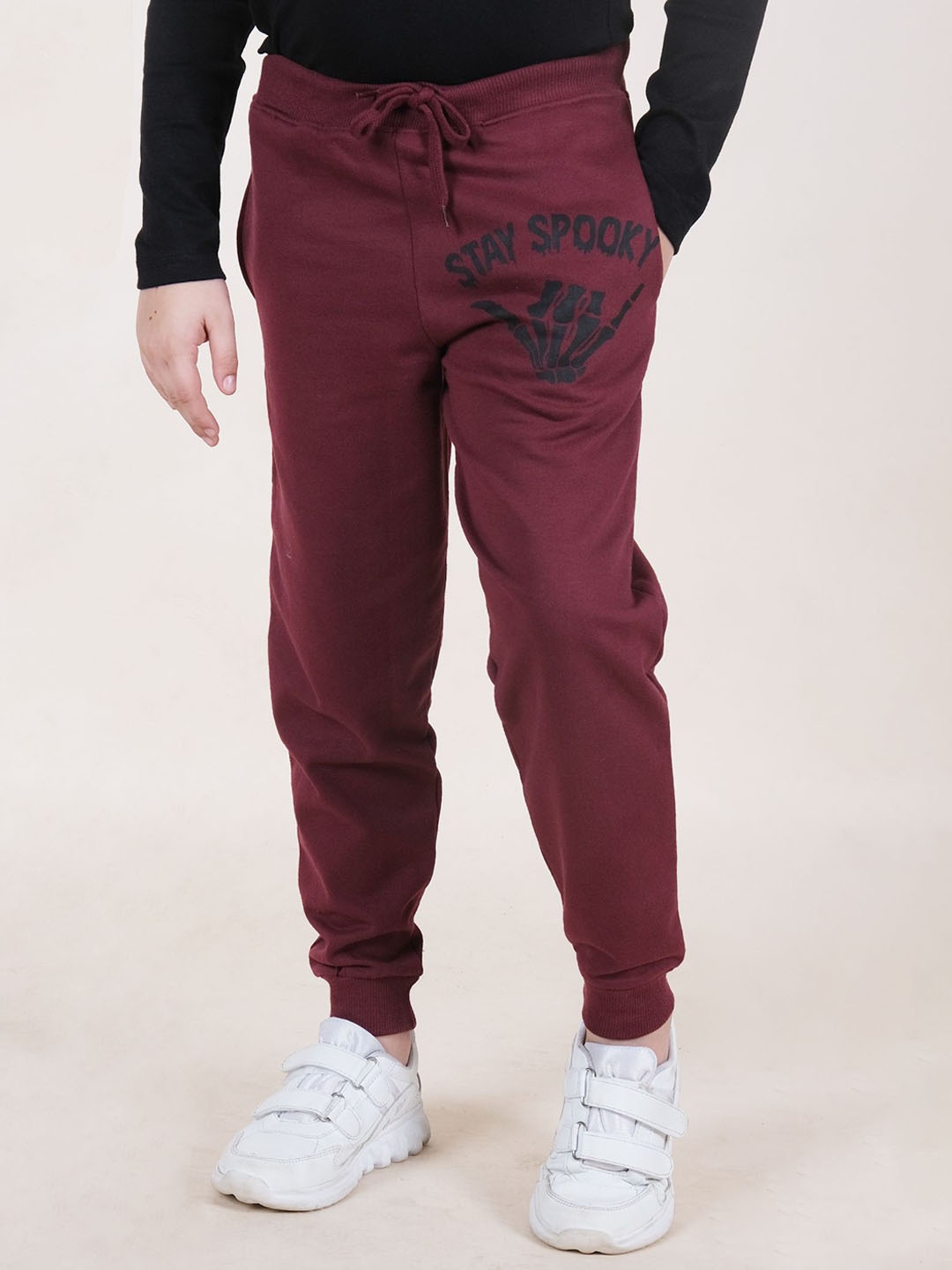 

KiddoPanti Boys Printed Cargo Joggers, Maroon