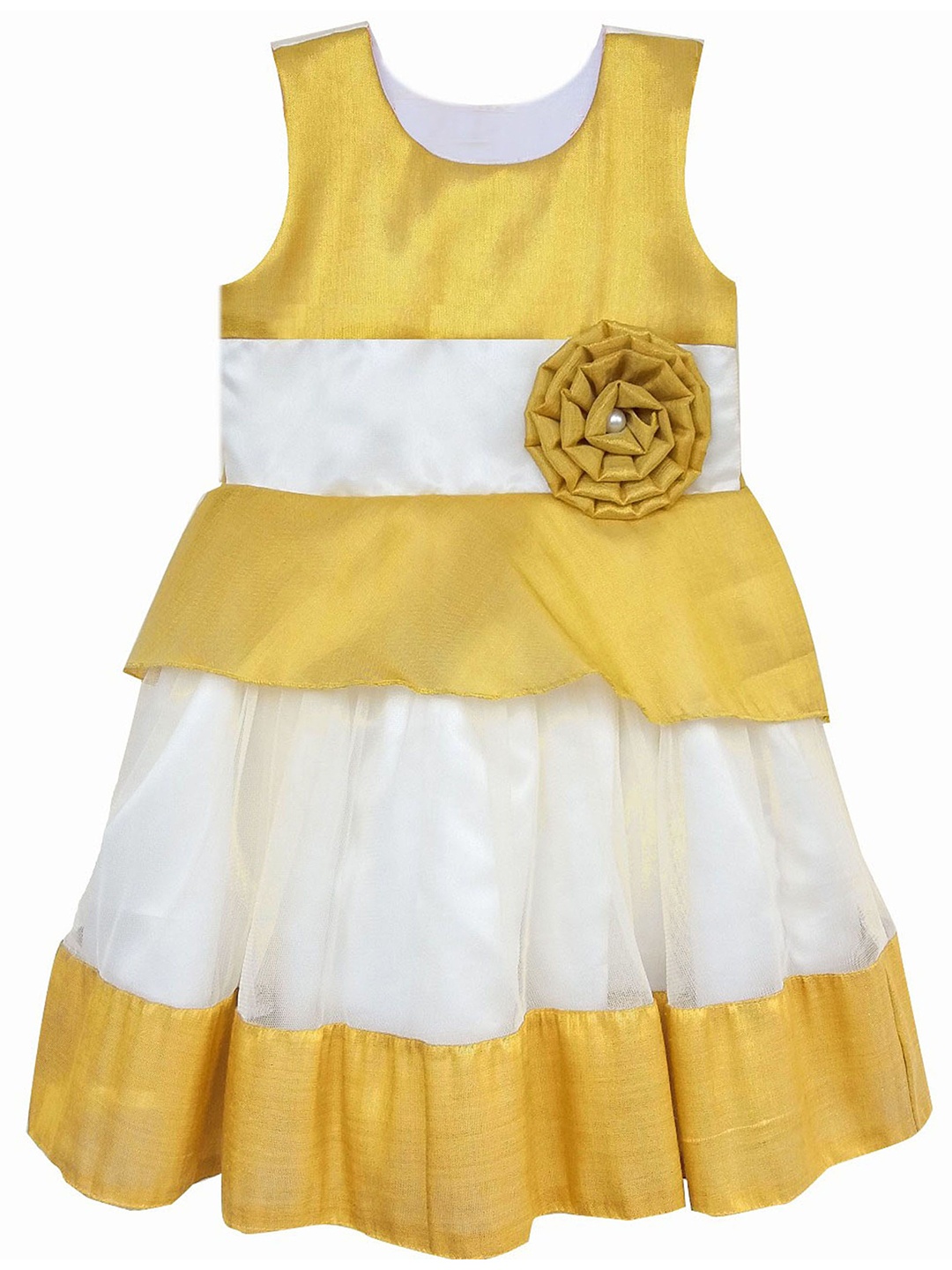 

STANWELLS KIDS Girls Colourblocked Net Fit & Flare Dress, White