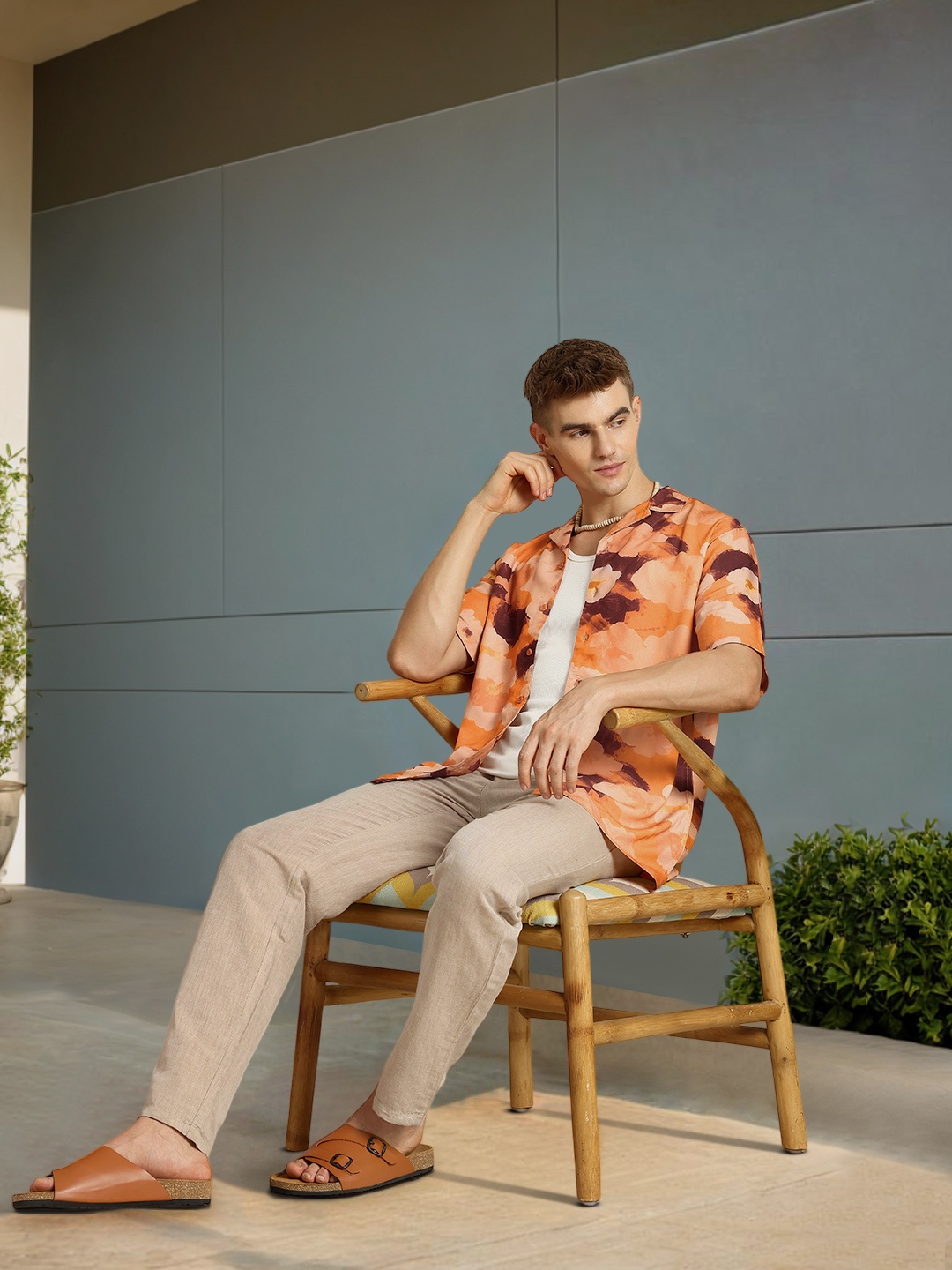 

Mast & Harbour Opaque Printed Casual Shirt, Rust