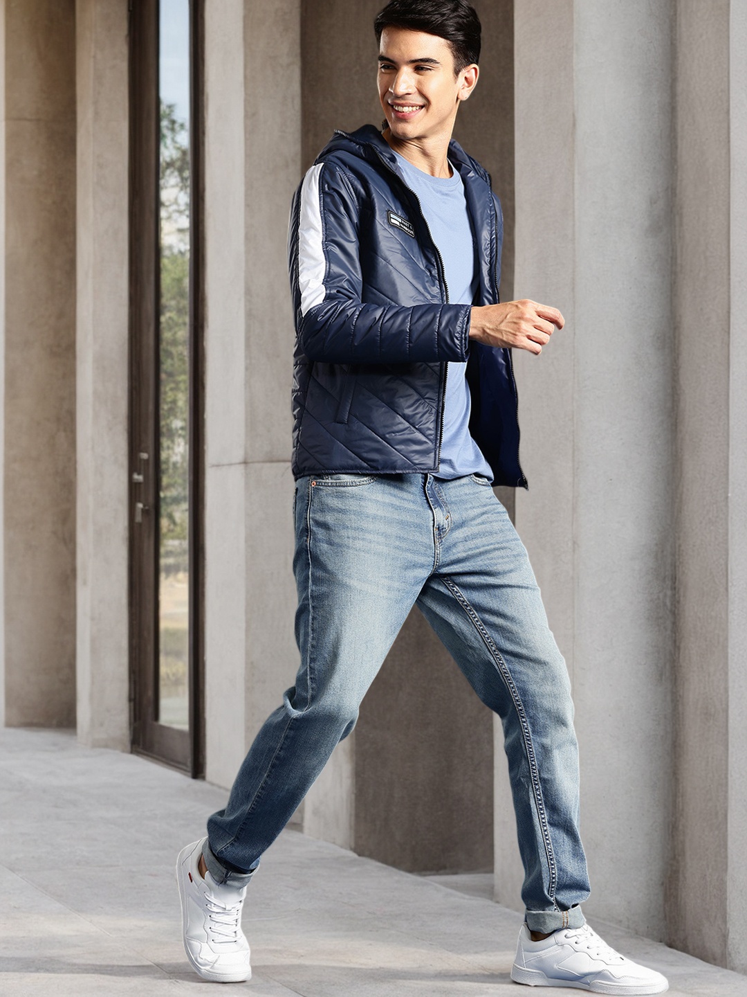 

Mast & Harbour Hooded Padded Jacket, Navy blue