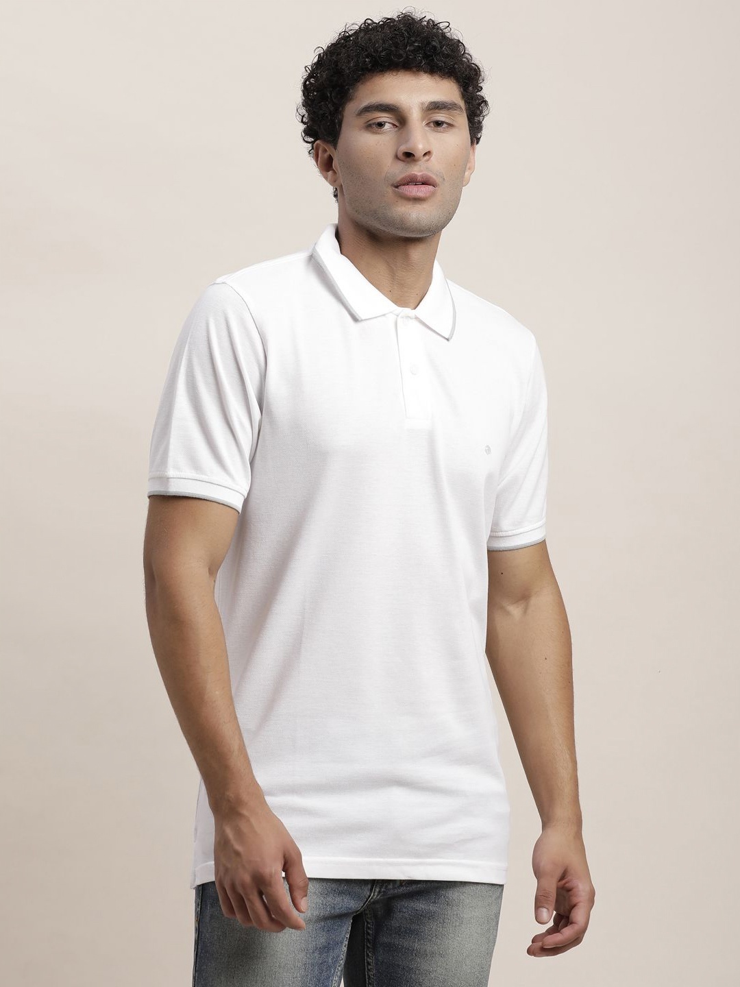 

Turtle Men Solid Polo Collar Cotton Slim Fit T-shirt, White