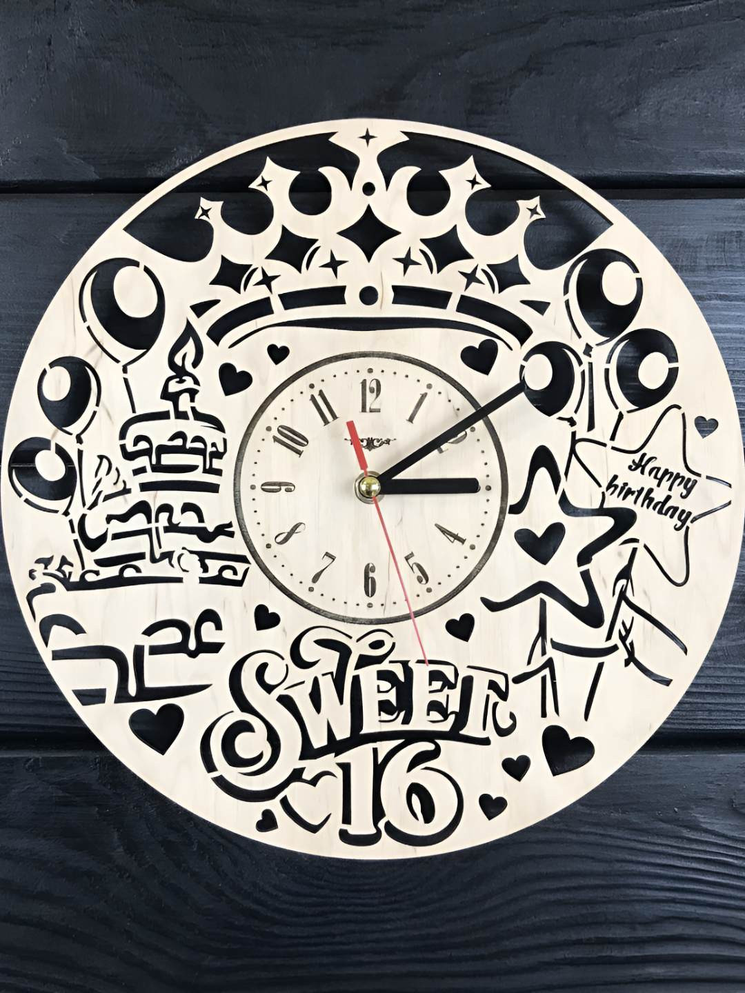 

QEZNEF Beige Textured Round Shaped Wooden Contemporary Wall Clock