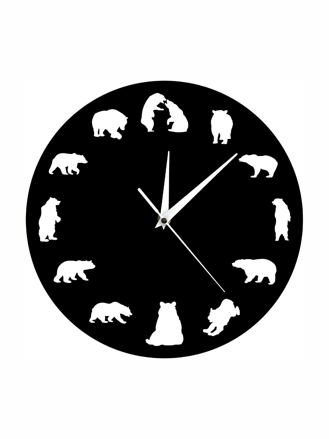 

QEZNEF Black and White Wooden Printed Analogue Contemporary Wall Clock