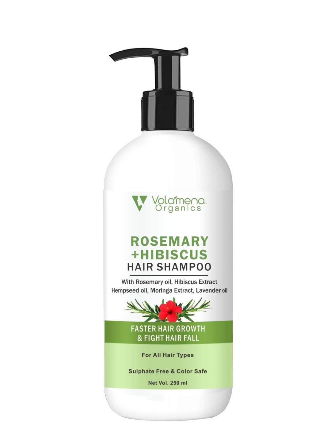 

Volamena Organics Rosemary + Hibiscus Hair Shampoo 250 ml, Off white