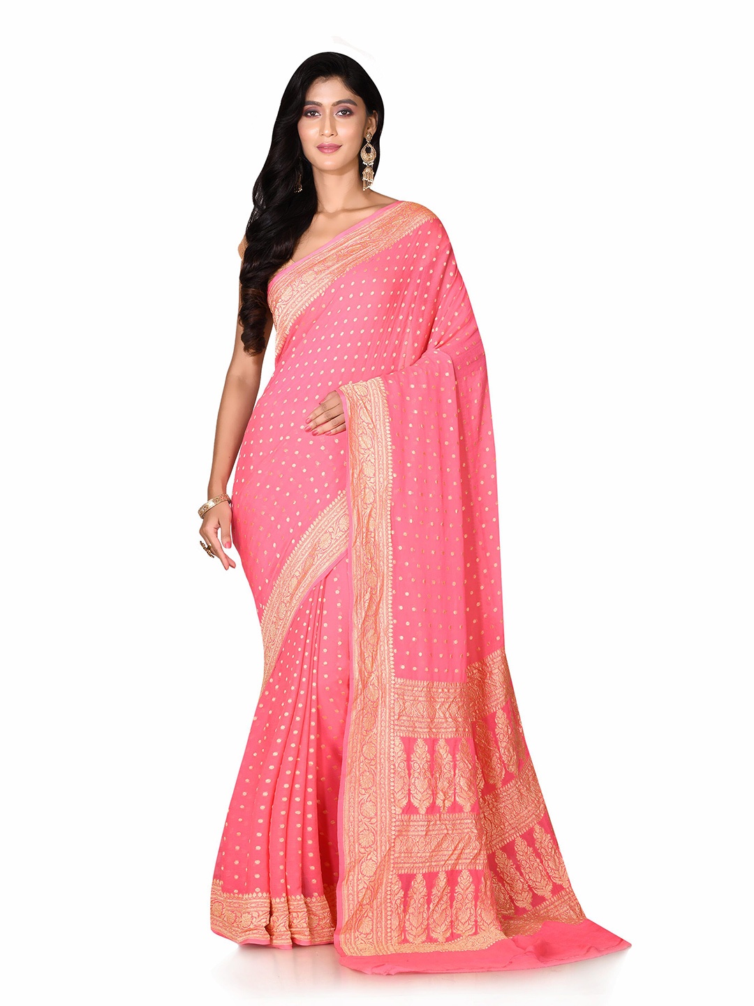 

SPRISH Woven Design Zari Pure Silk Banarasi Saree, Pink