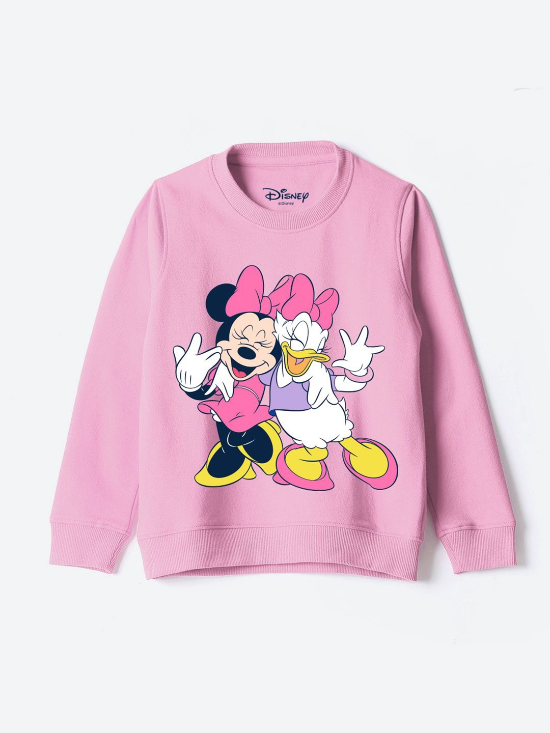 

YK Disney Girls Graphic Printed Round Neck Cotton Pullover Sweatshirt, Pink