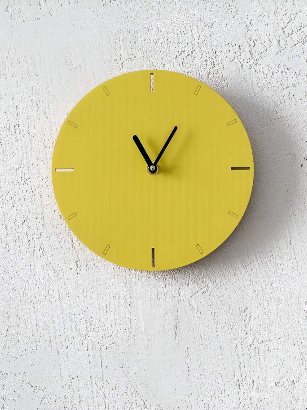 

QEZNEF Yellow Round Analogue Wooden Wall Clock Without Glass