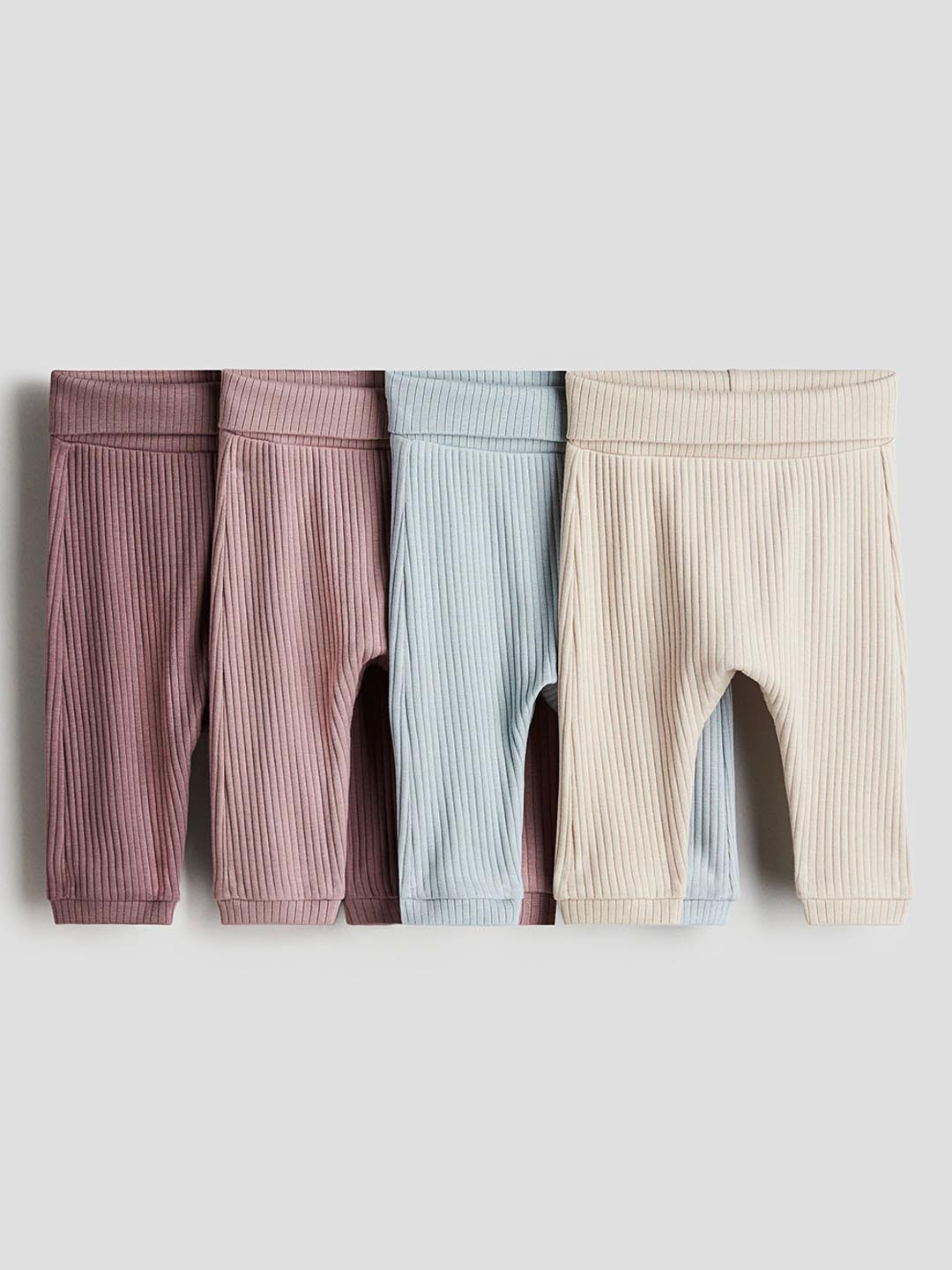 

H&M Infant Boys Pack Of 4 Ribbed Pure Cotton Trousers, Pink