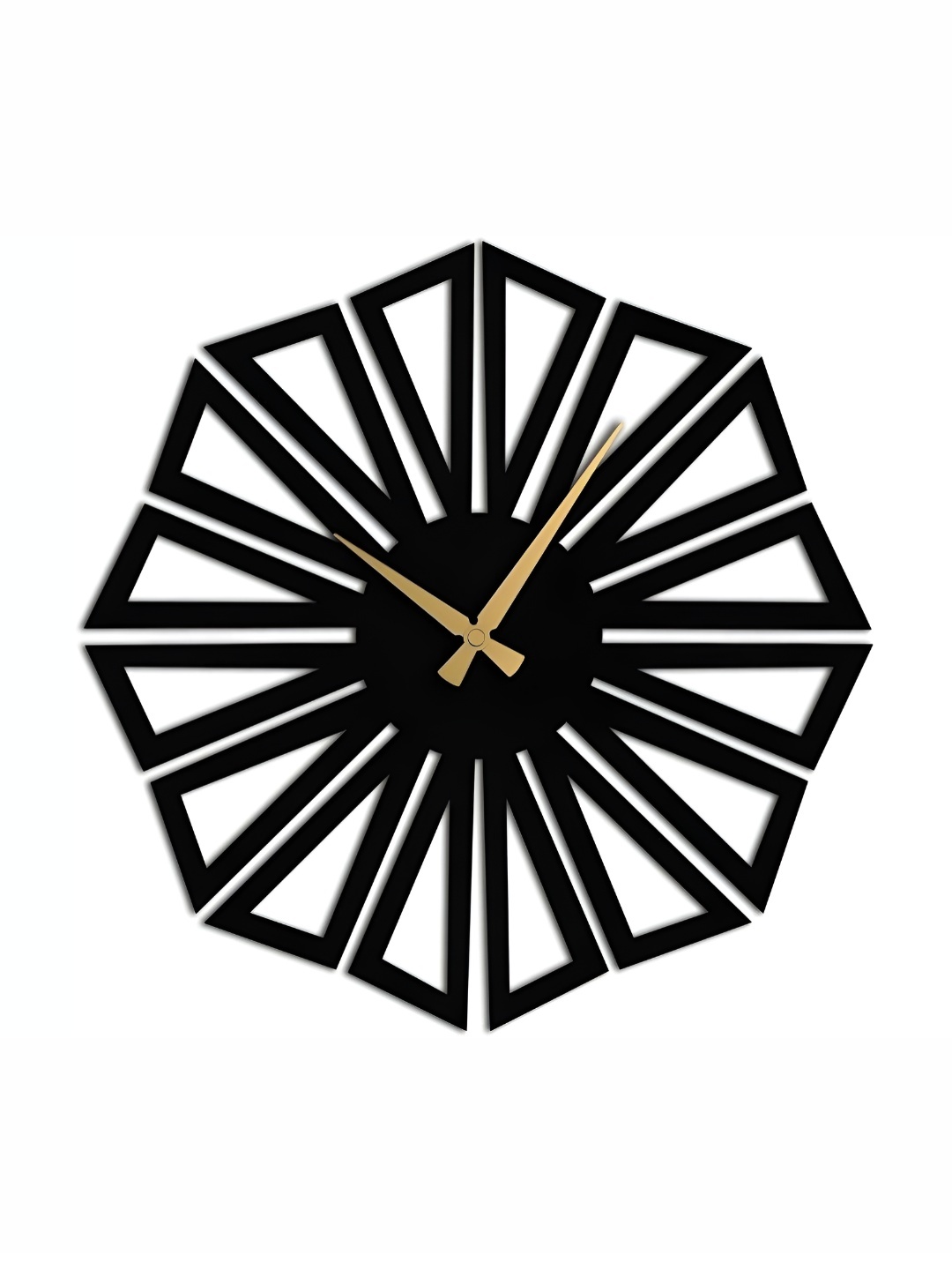 

QEZNEF Black Geometric Shaped Contemporary Analogue Wooden Wall Clock