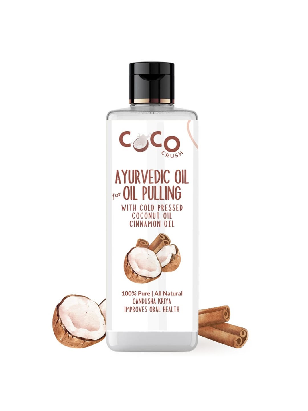 

Coco Crush Cold Pressed Coconut & Cinnamon Oil For Pulling -50ml, Transparent