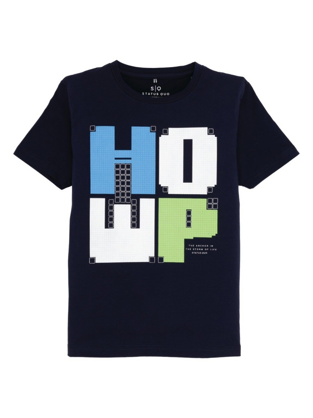 

Status Quo Boys Typography Printed Round Neck Cotton T-shirt, Navy blue