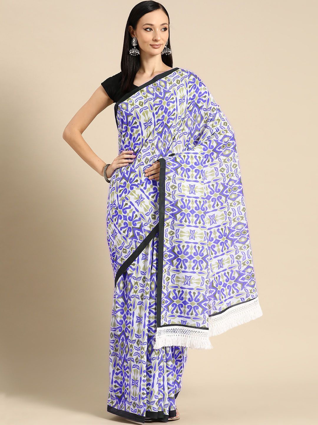 

BUTA BUTI Ethnic Motifs Printed Pure Cotton Saree, Lavender
