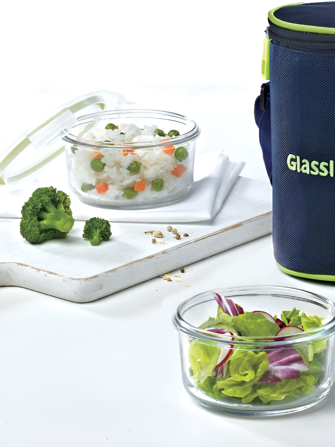 

Glasslock Transparent 3 Pieces Glass Microwave Safe Lunch Box 400ml