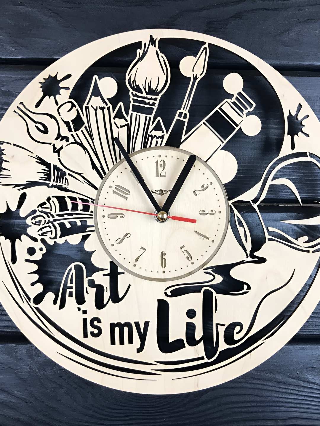 

QEZNEF Beige Textured Round Analogue Wooden Wall Clock Without Glass