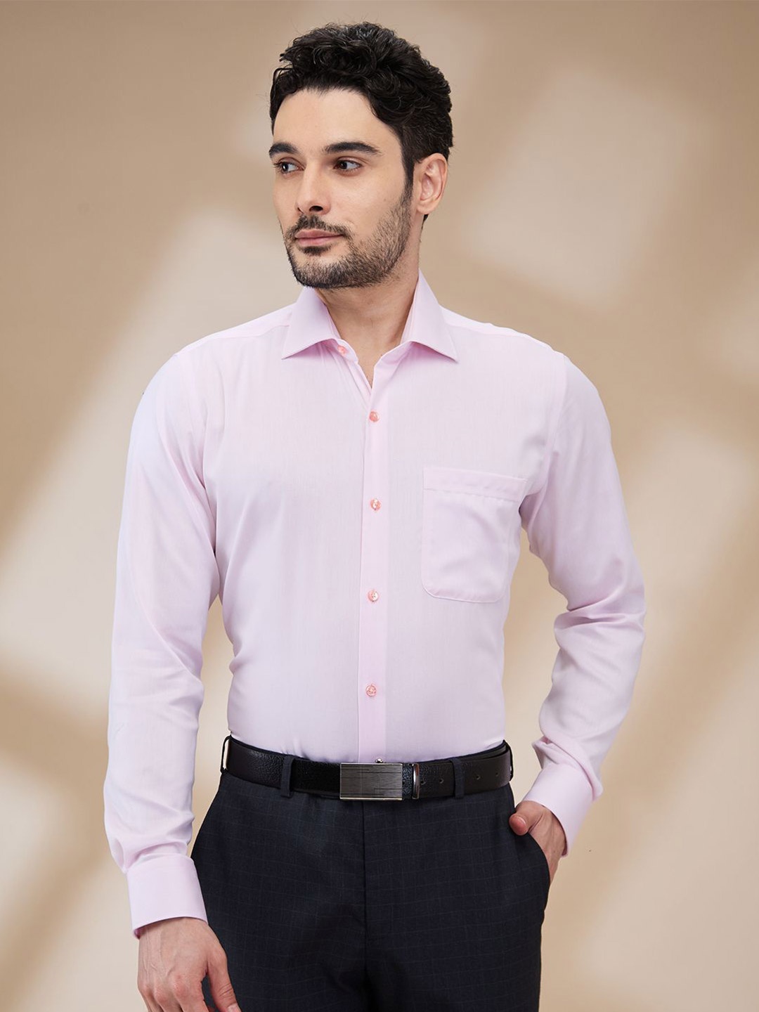 

Raymond Men Cotton Contemporary Fit Formal Shirt, Pink