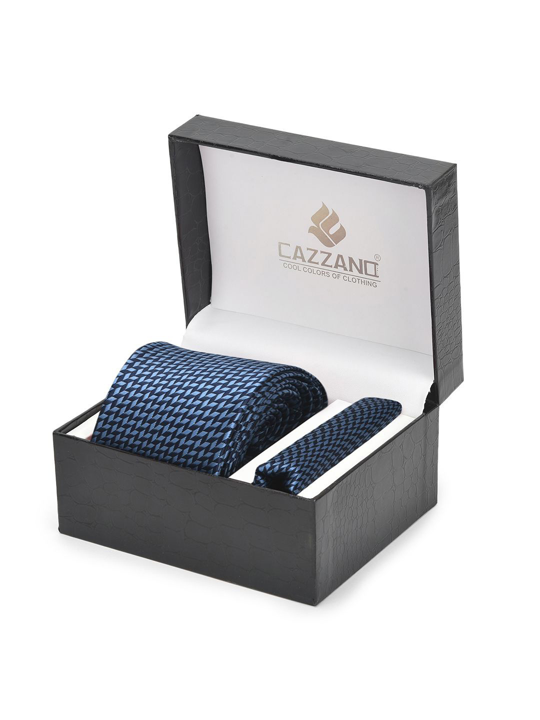 

Cazzano Men Accessory Gift Set Of Tie & Pocket Square, Blue