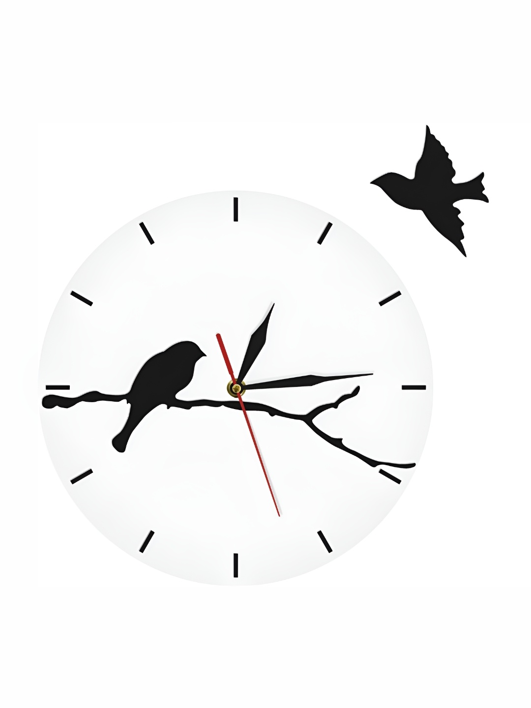 

QEZNEF White and Black Printed Round Shaped Wooden Analogue Contemporary Wall Clock