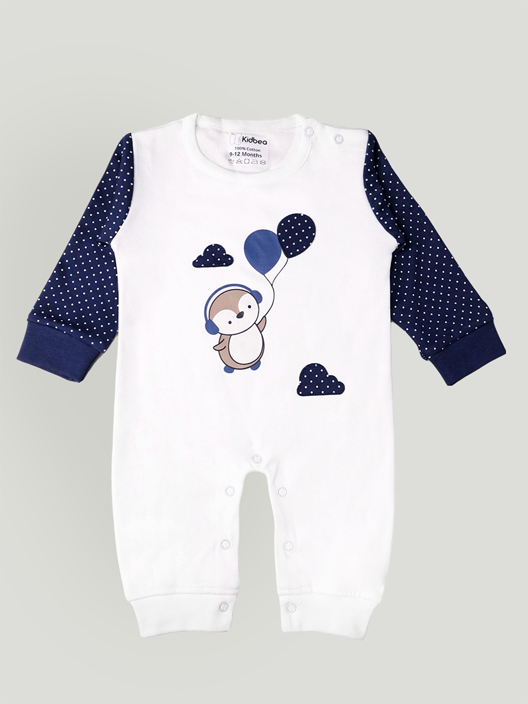 

Kidbea Infant Graphic Printed Organic Cotton Romper, Navy blue