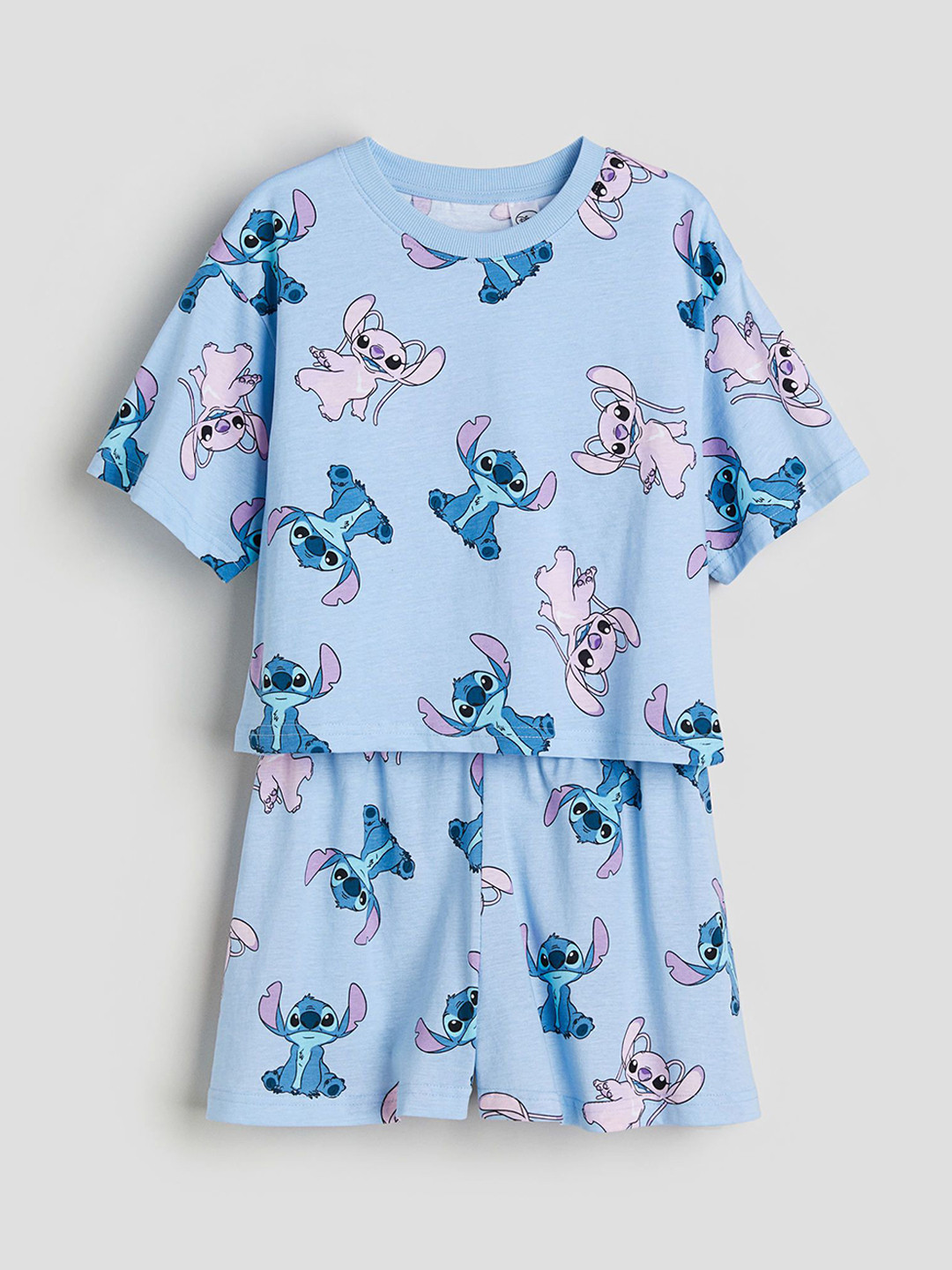 

H&M Girls Printed Pure Cotton T-Shirt & Shorts Night Suits, Blue