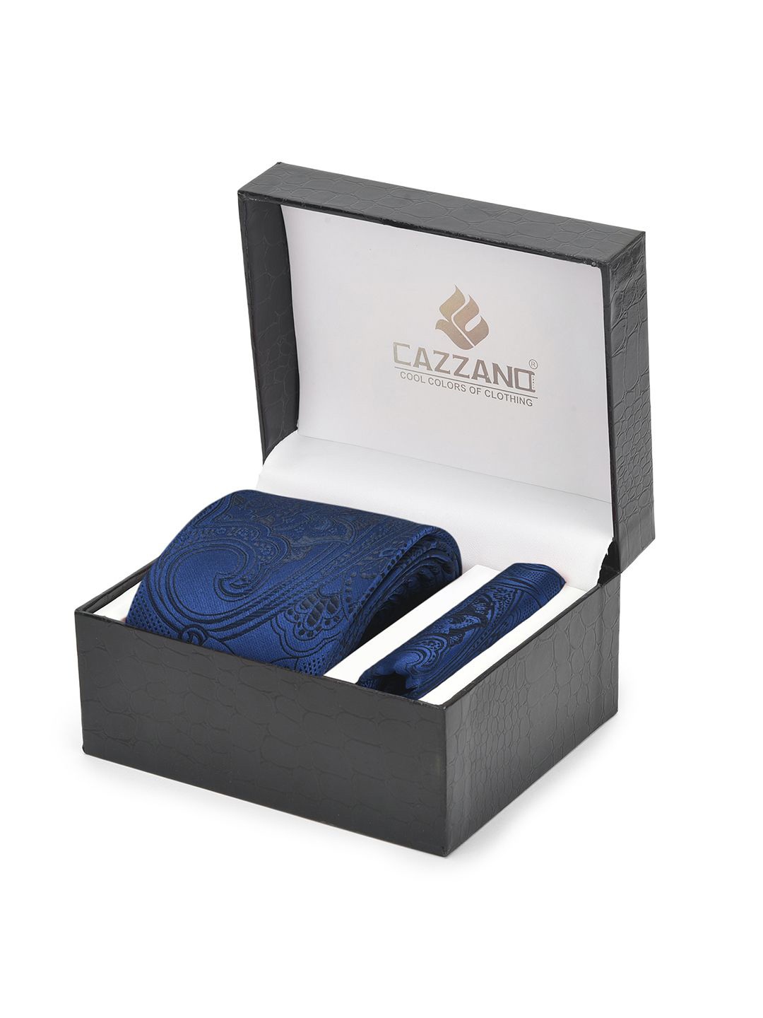 

Cazzano Men Accessory Gift Set Of Tie & Pocket Square, Blue