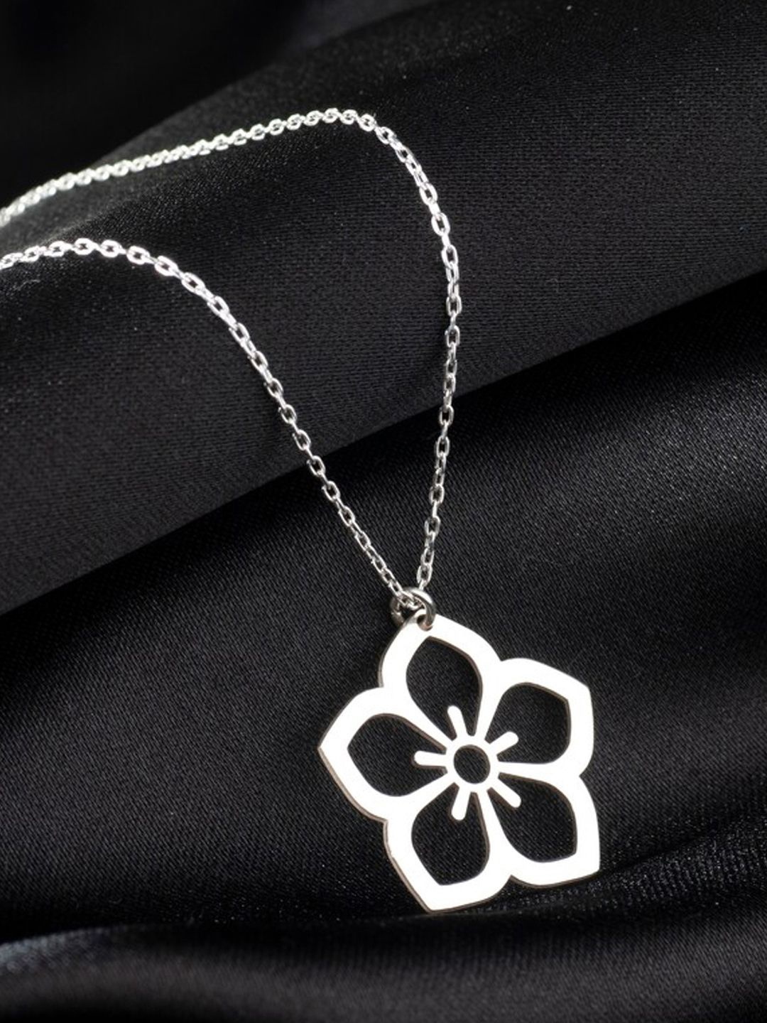 

DressBerry 925 Sterling Silver-Plated Floral Pendants With Chains