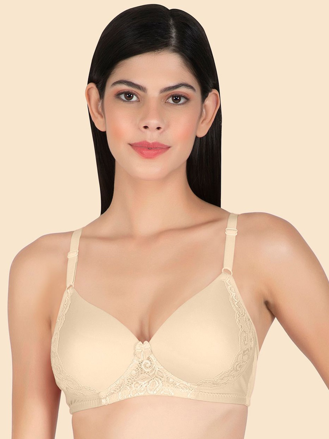

Joomie Solid Full Coverage Lightly Padded Bra, Beige