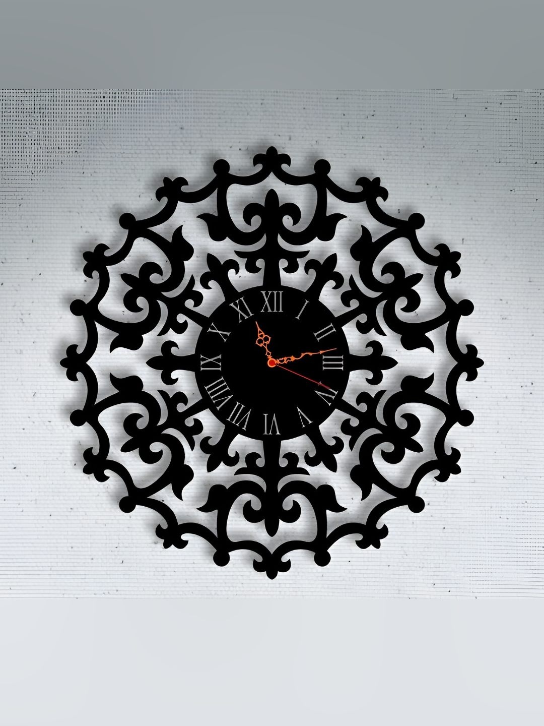 

QEZNEF Black Textured Contemporary Wooden Round Wall Clock