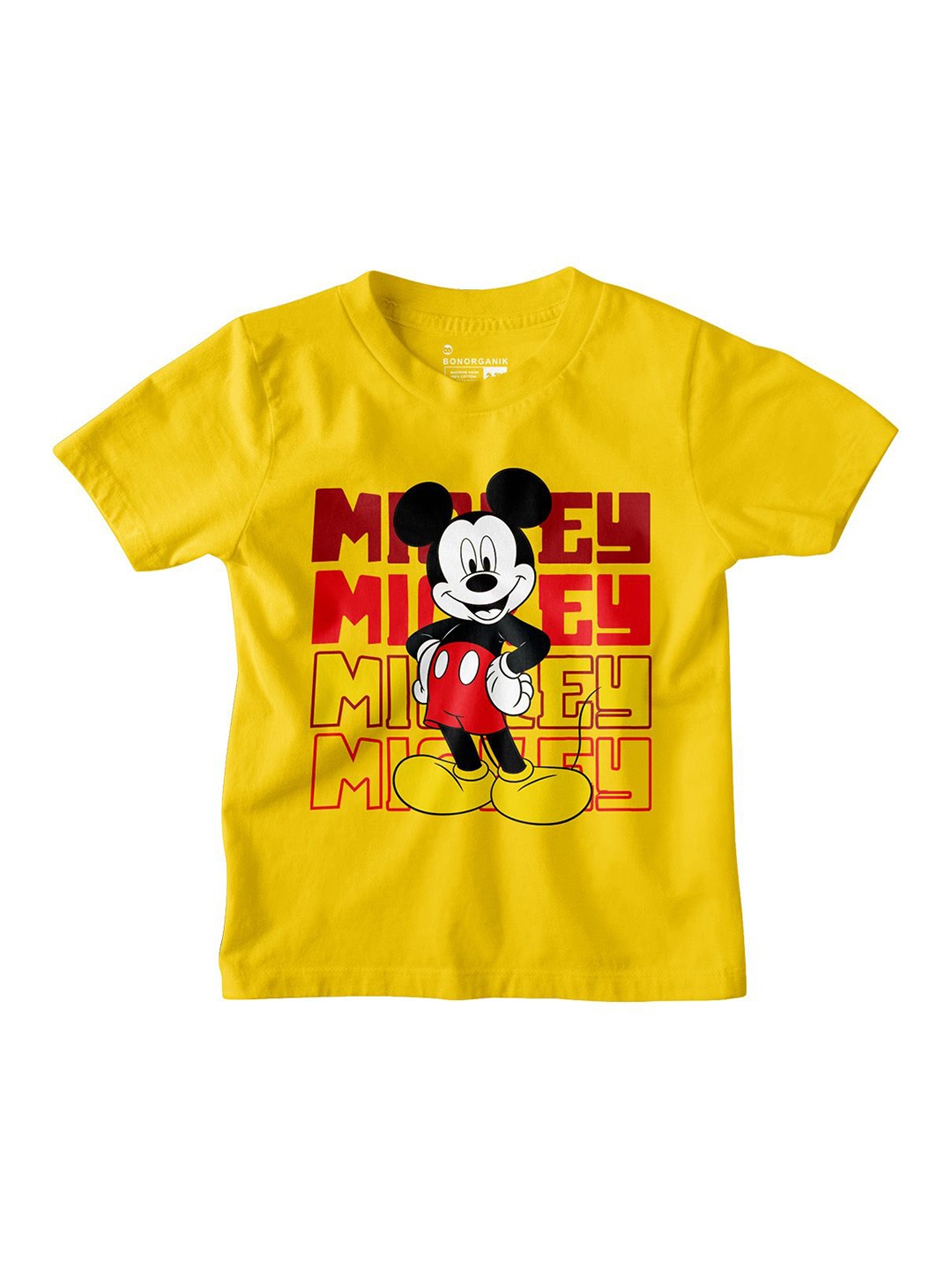 

BonOrganik Boys Graphic Printed Round Neck Cotton T-shirt, Yellow