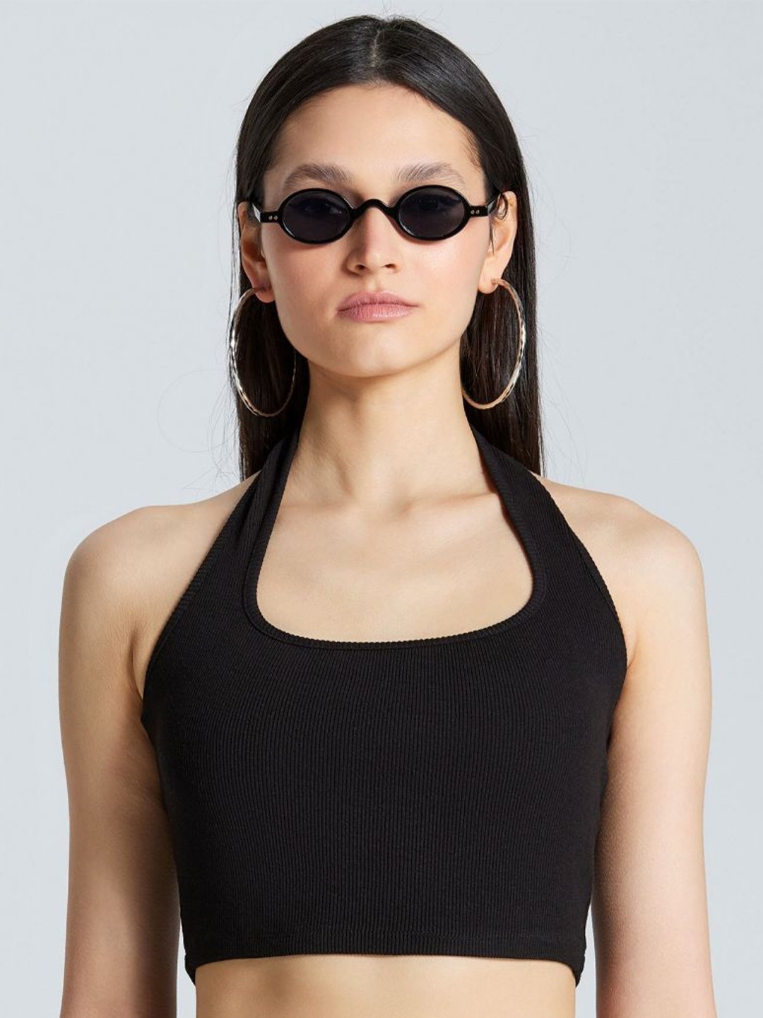 

ZOMODA Women Solid Square Neck Cotton Top, Black