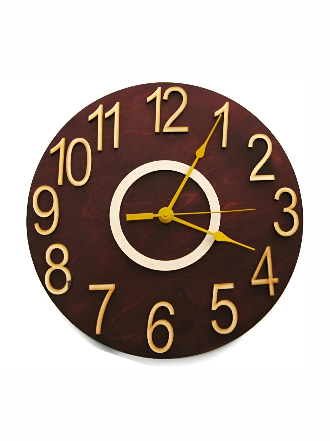 

QEZNEF Brown Round Shaped Contemporary Analogue Wooden Wall Clock