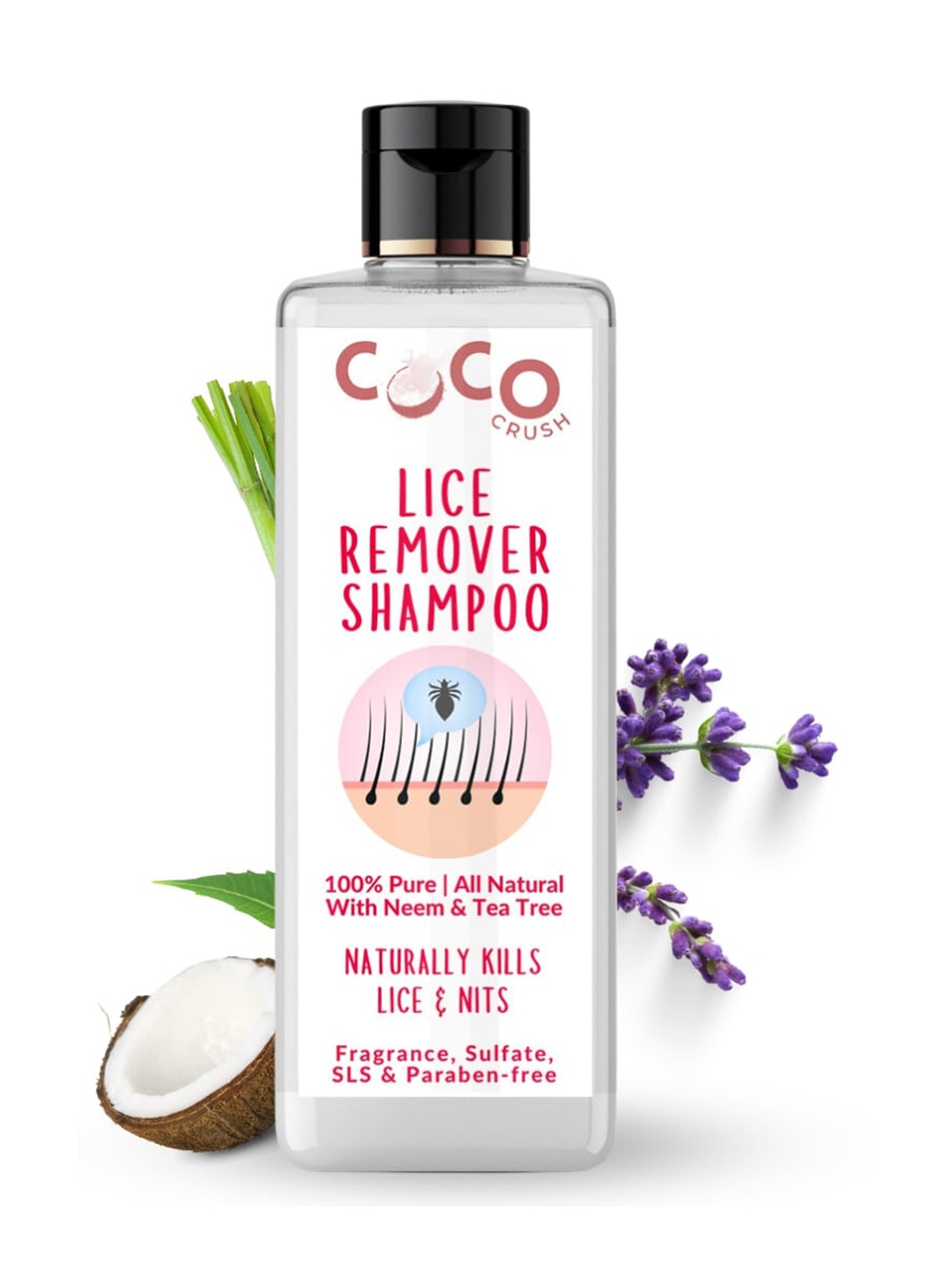 

Coco Crush Lice Remover Shampoo With Tea Tree & Neem Oil 100 ml, Transparent