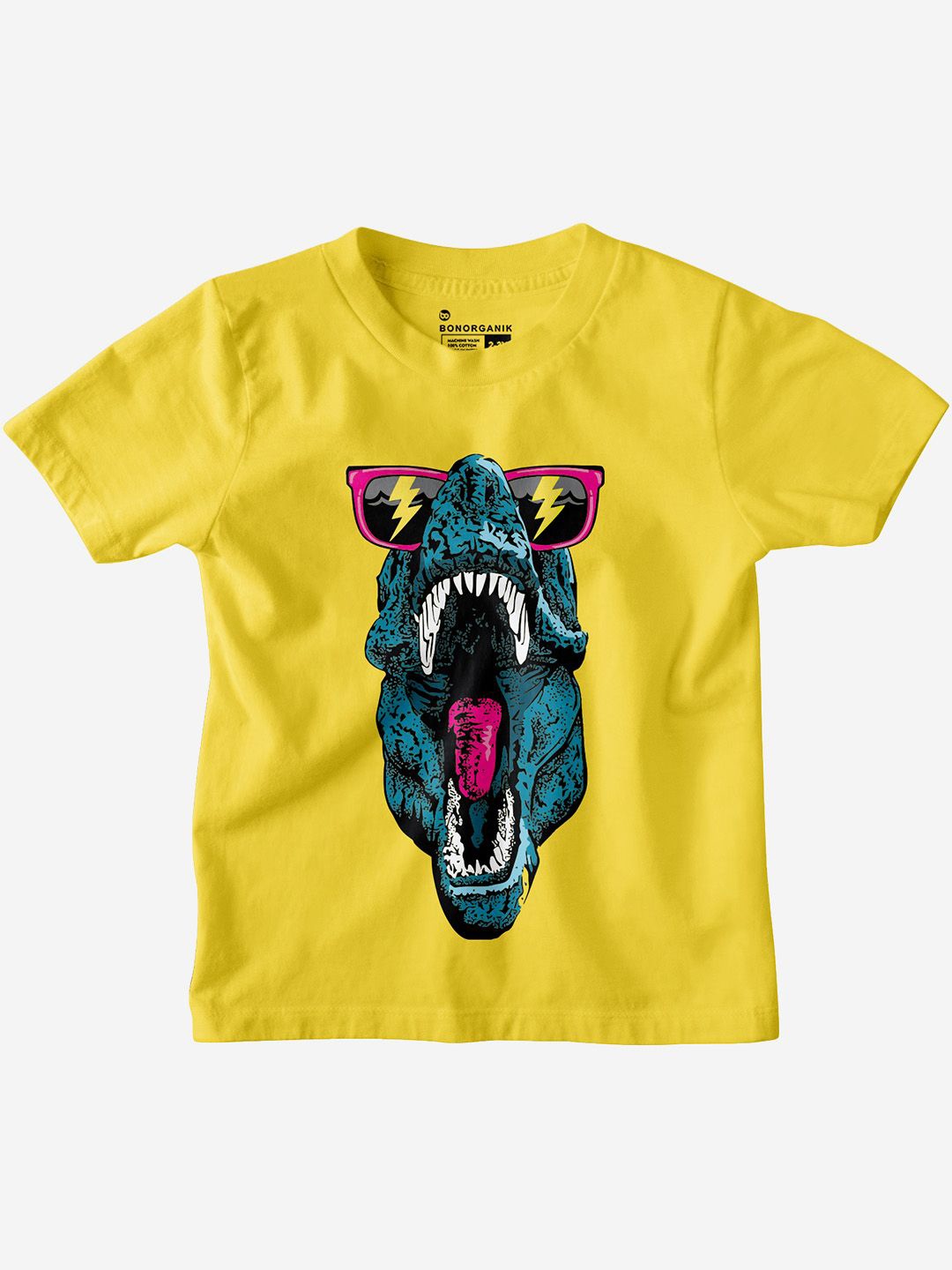 

BonOrganik Boys Graphic Printed Round Neck Cotton T-shirt, Yellow