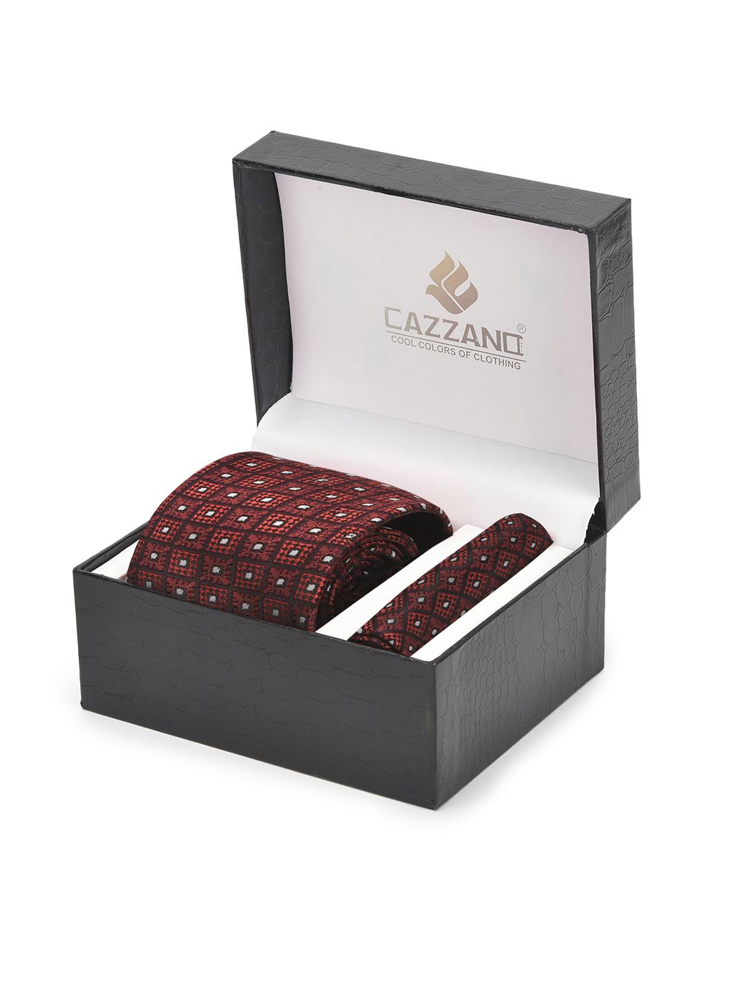 

Cazzano Men Accessory Gift Set Of Tie and Pocket Square, Maroon