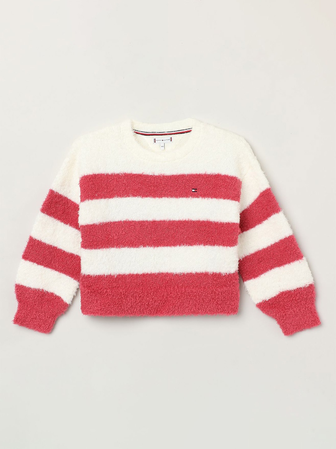 

Tommy Hilfiger Girls Striped Ribbed Pullover, Pink