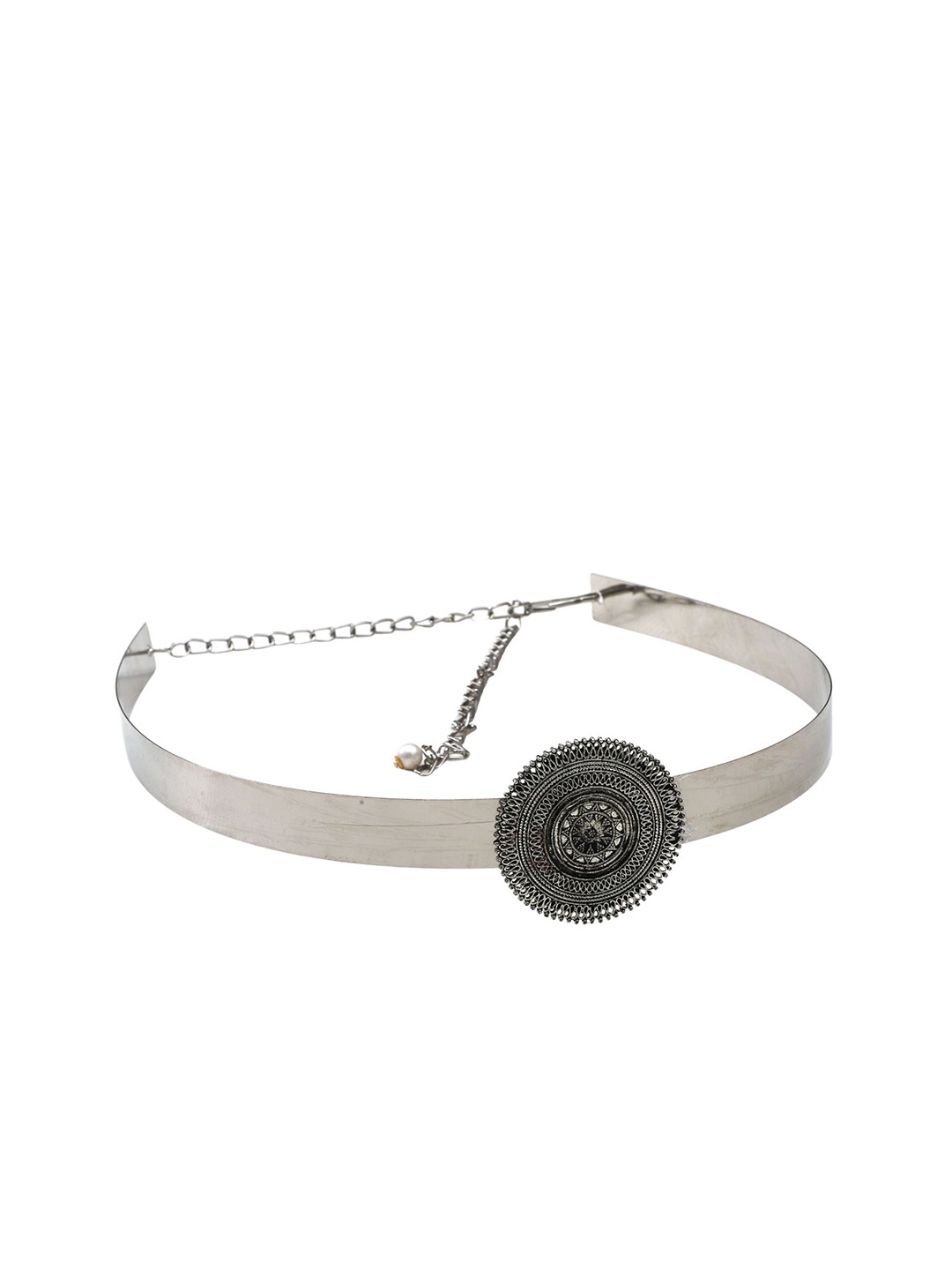 

Fabme Adjustable Metal Saree Belt, Silver
