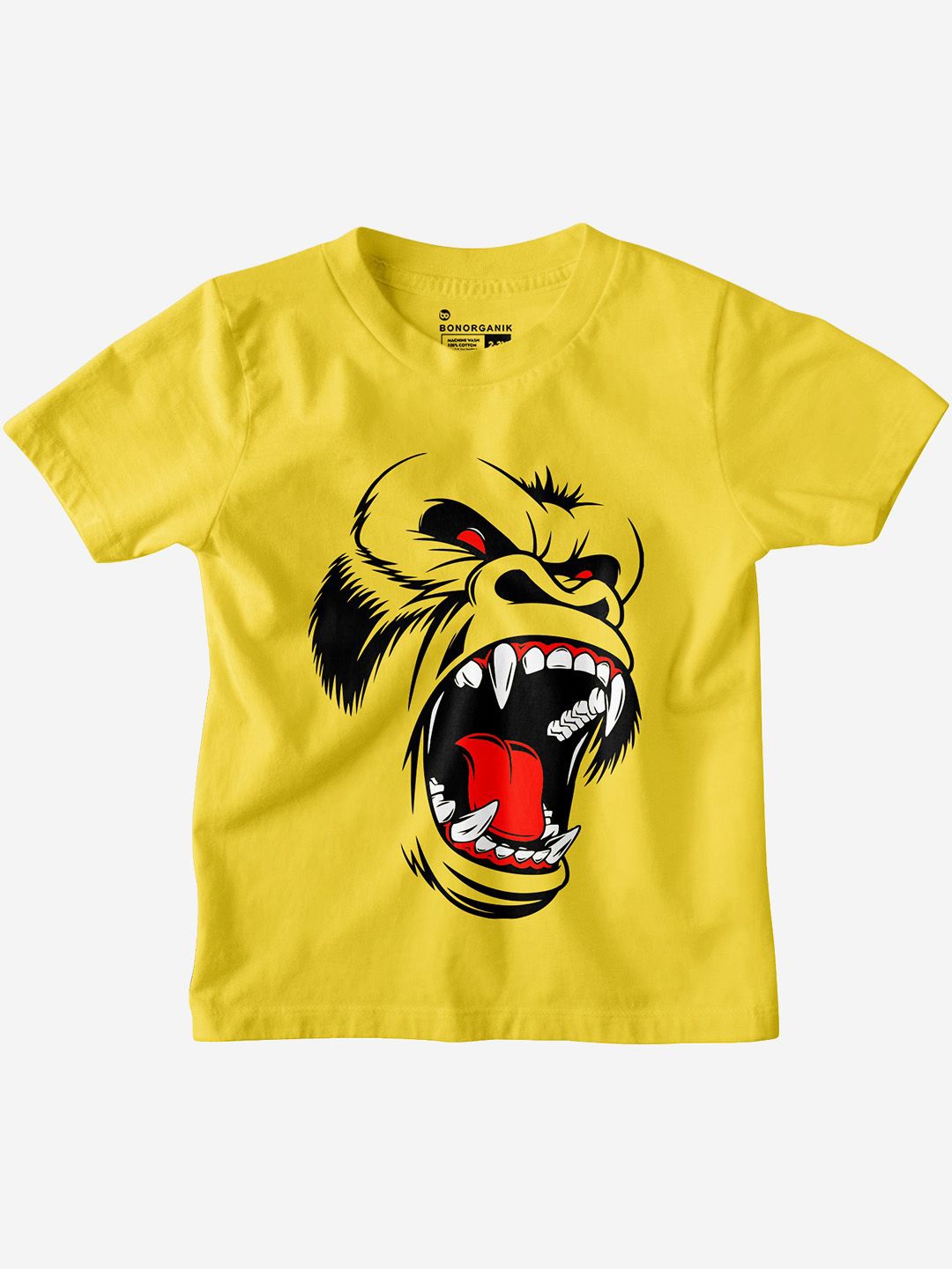 

BonOrganik Boys Graphic Printed Round Neck Cotton T-shirt, Yellow
