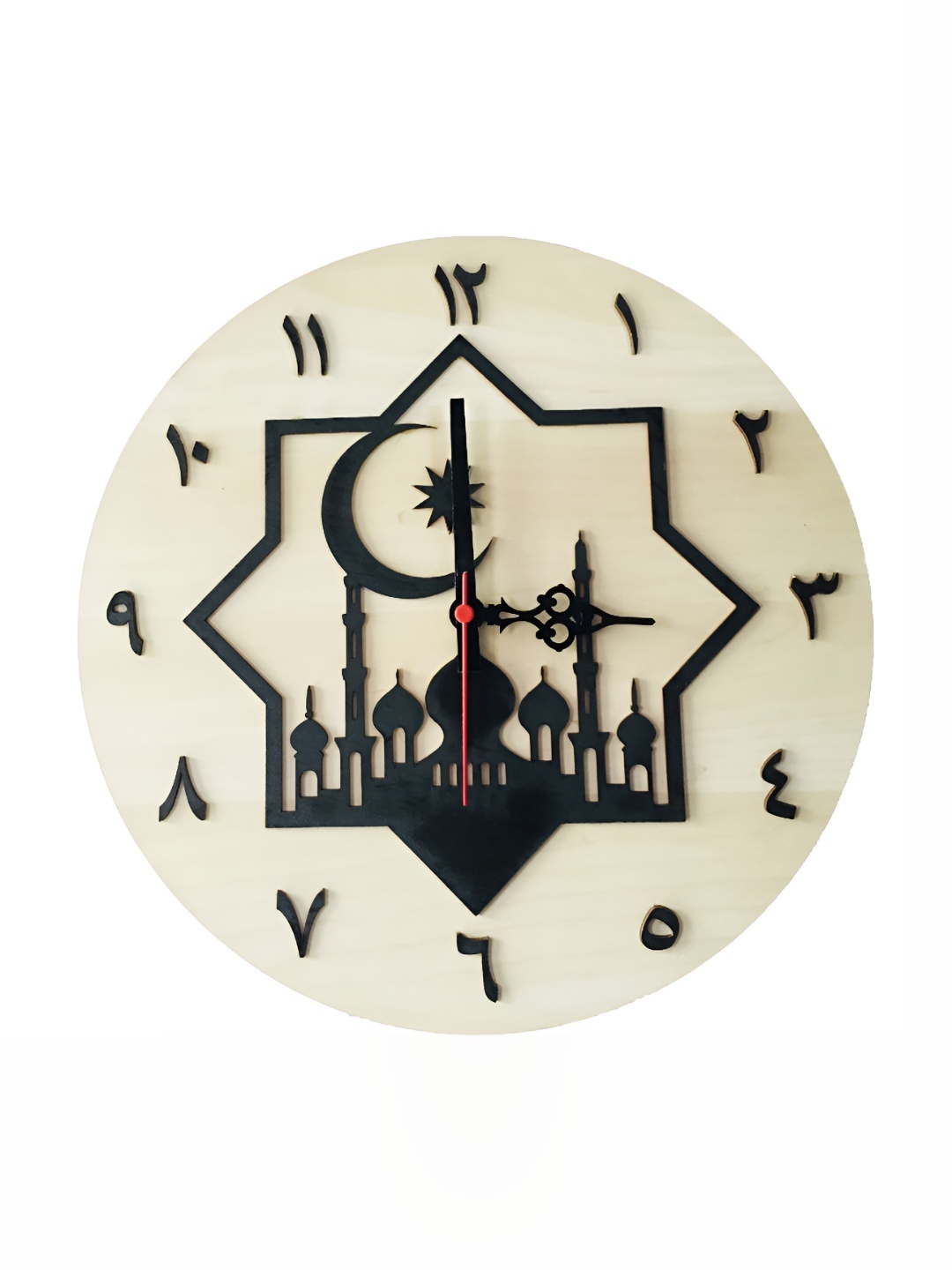 

QEZNEF Beige Textured Round Traditional Analogue Wooden Wall Clock Without Glass