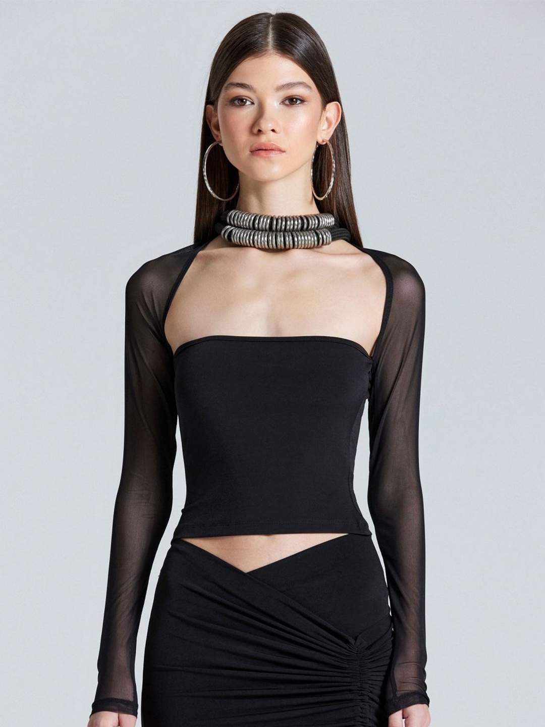 

ZOMODA Women Square Neck Crop Top, Black
