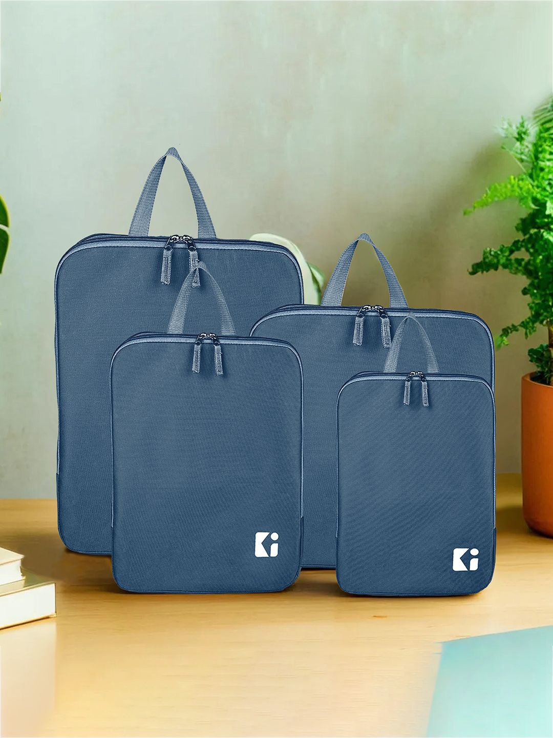 

Kuber Industries Set Of 8 Waterproof Travel Kit For Toiletries With Handles, Blue