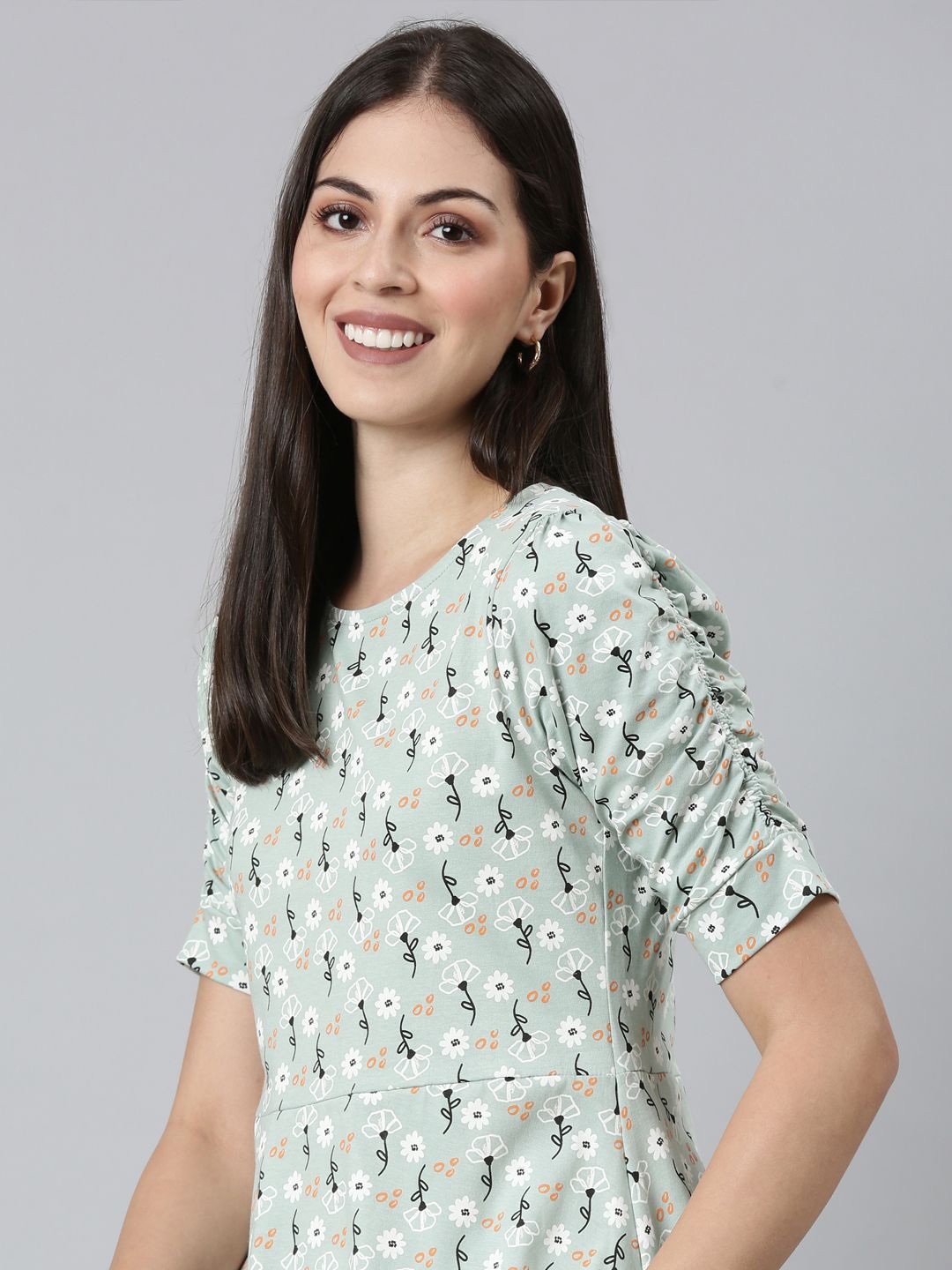 

TWIN BIRDS Women AOP Fit & Flare Knitted Dress, Green