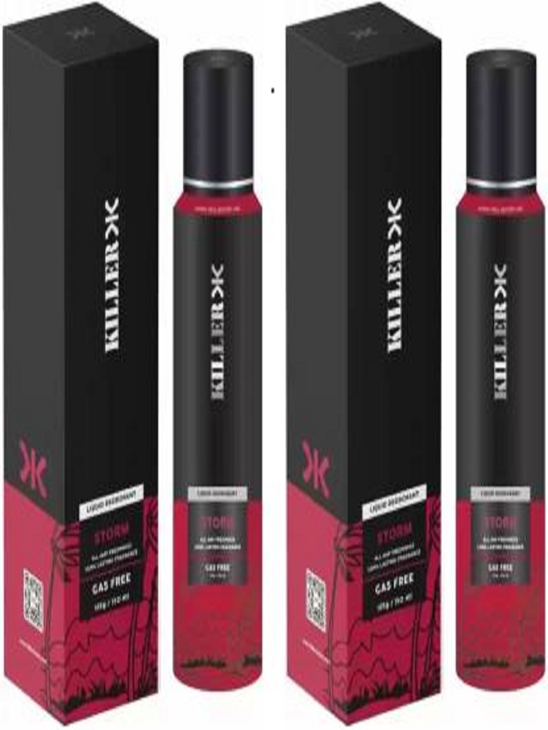 

Killer Set Of 2 Storm Long Lasting Deodorant Spray-150mlEach, Red
