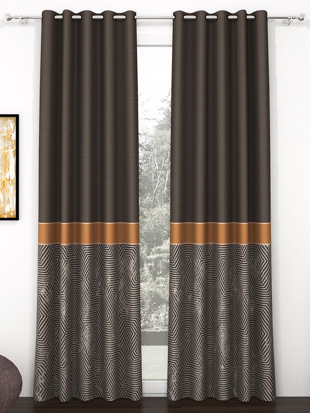 

Story@home Brown 2 Pieces Room Darkening Door Curtain