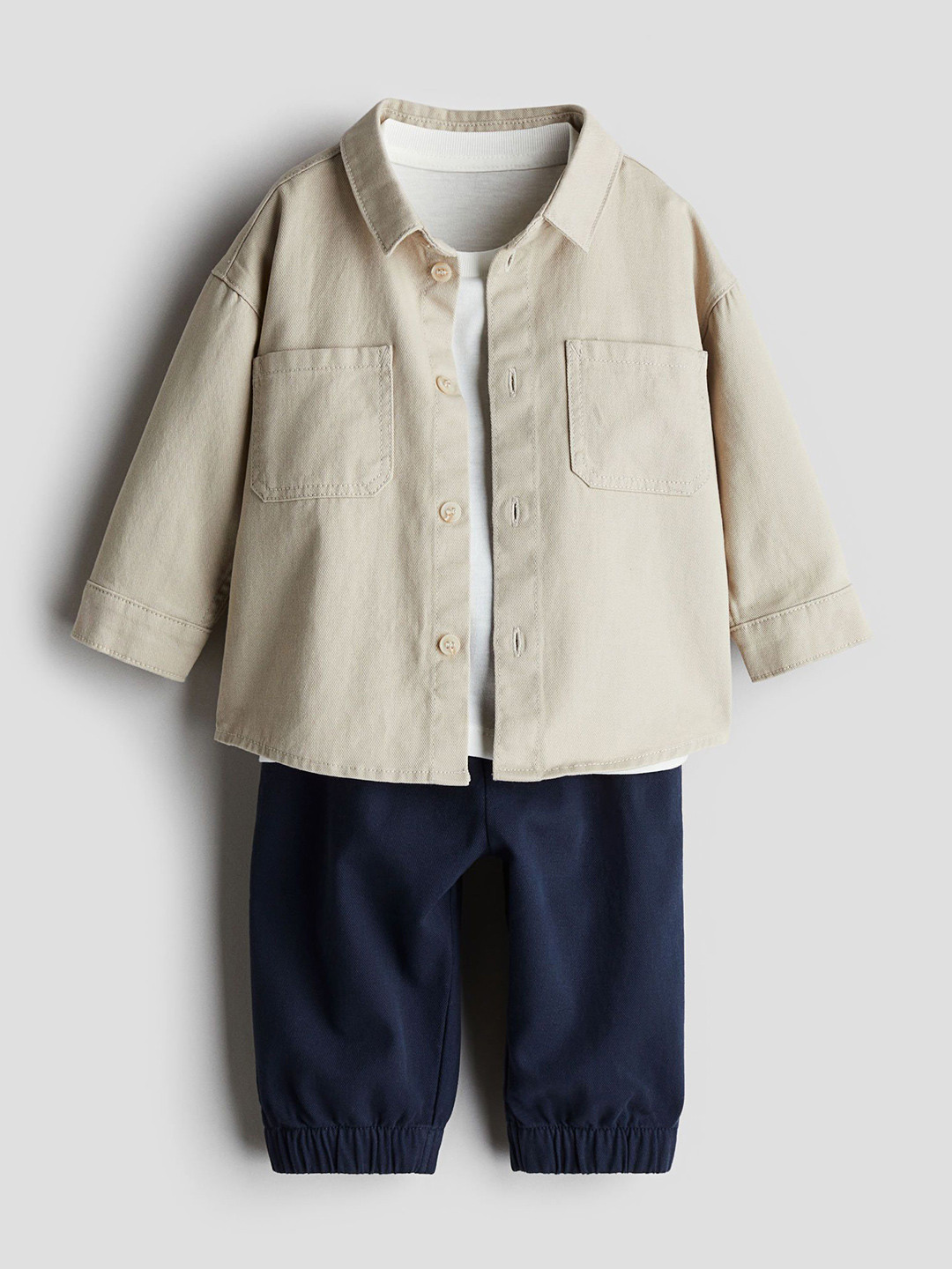 

H&M Boys 3-Piece Cotton Set, Beige