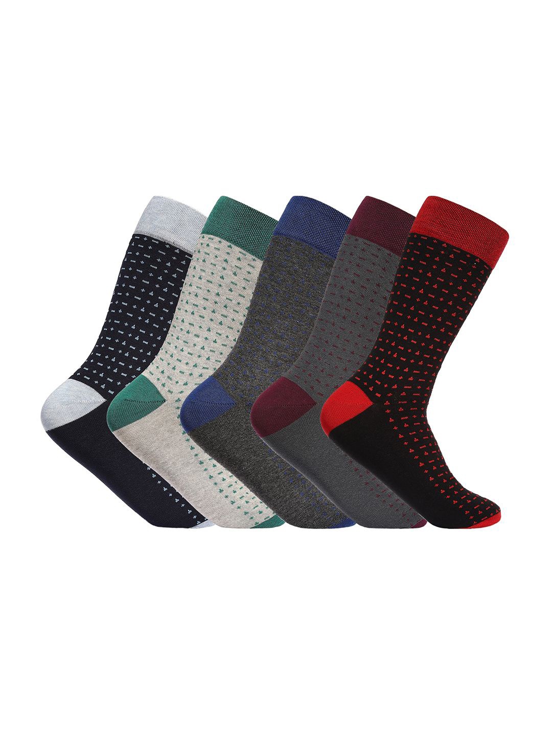 

VINENZIA Men Pack Of 5 Printed Cotton Calf-Length Socks, Black