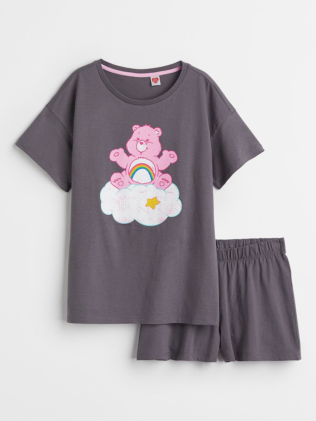 

H&M Girls Printed Pure Cotton Night Suit, Grey
