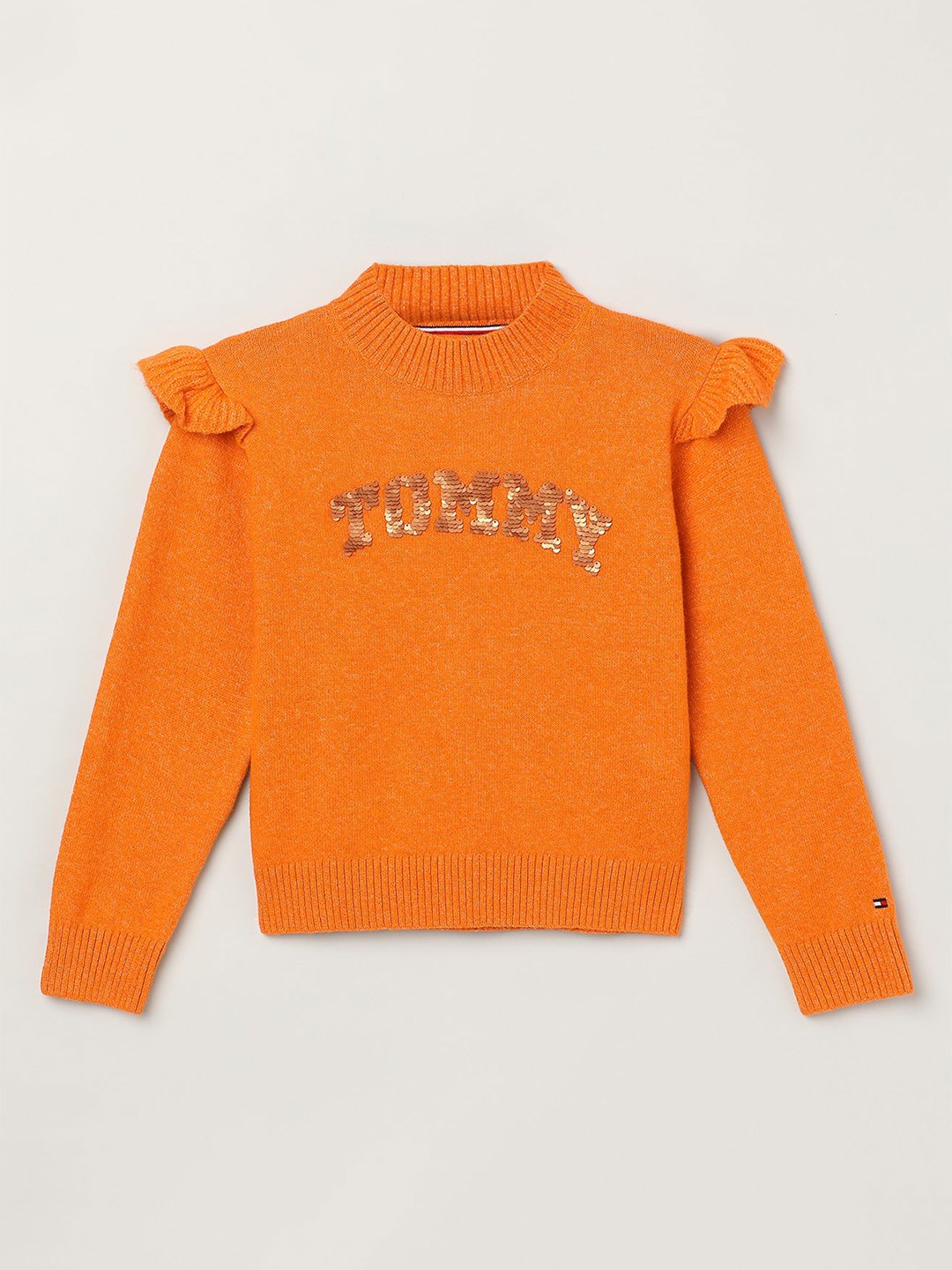 

Tommy Hilfiger Girls Typography Pullover Sweaters, Orange