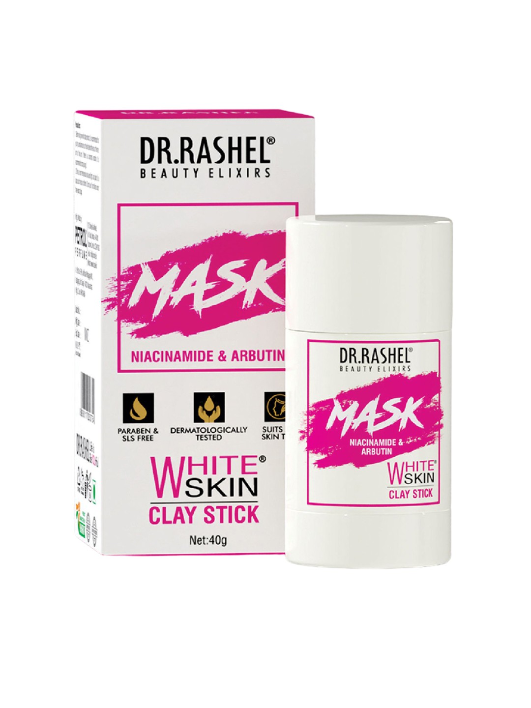 

DR.RASHEL Clay Stick Mask For Pores With Niacinamide & Arbutin 40 g, Pink