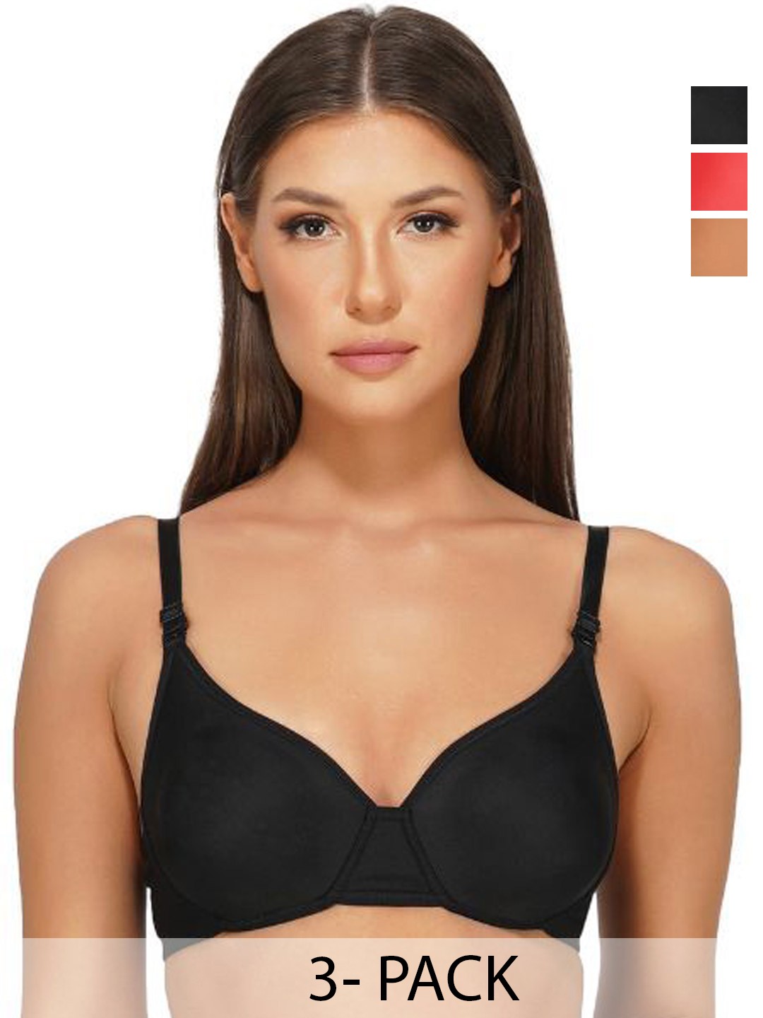 

INGRID Women Durable & Long Lasting Cotton Everyday Underwired Padded Bra, Black